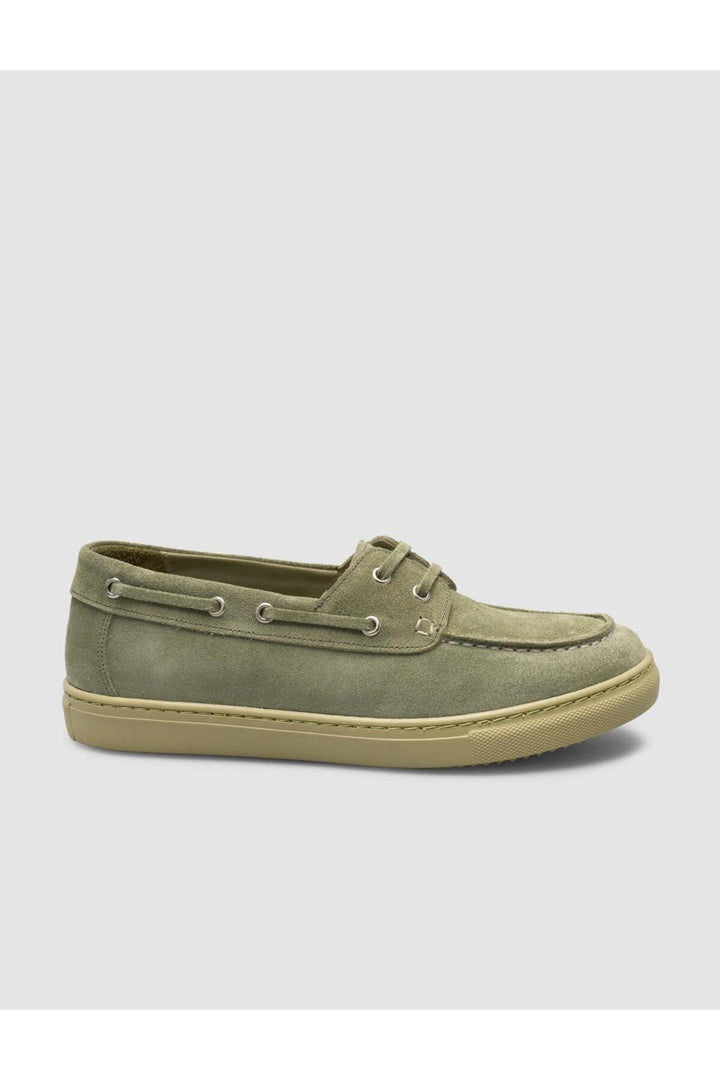 Cabani Shoes Lenanor MonaMae %100 Cuir Véritable Suède Vert Chaussures Bateau Femme Quotidien - Vert