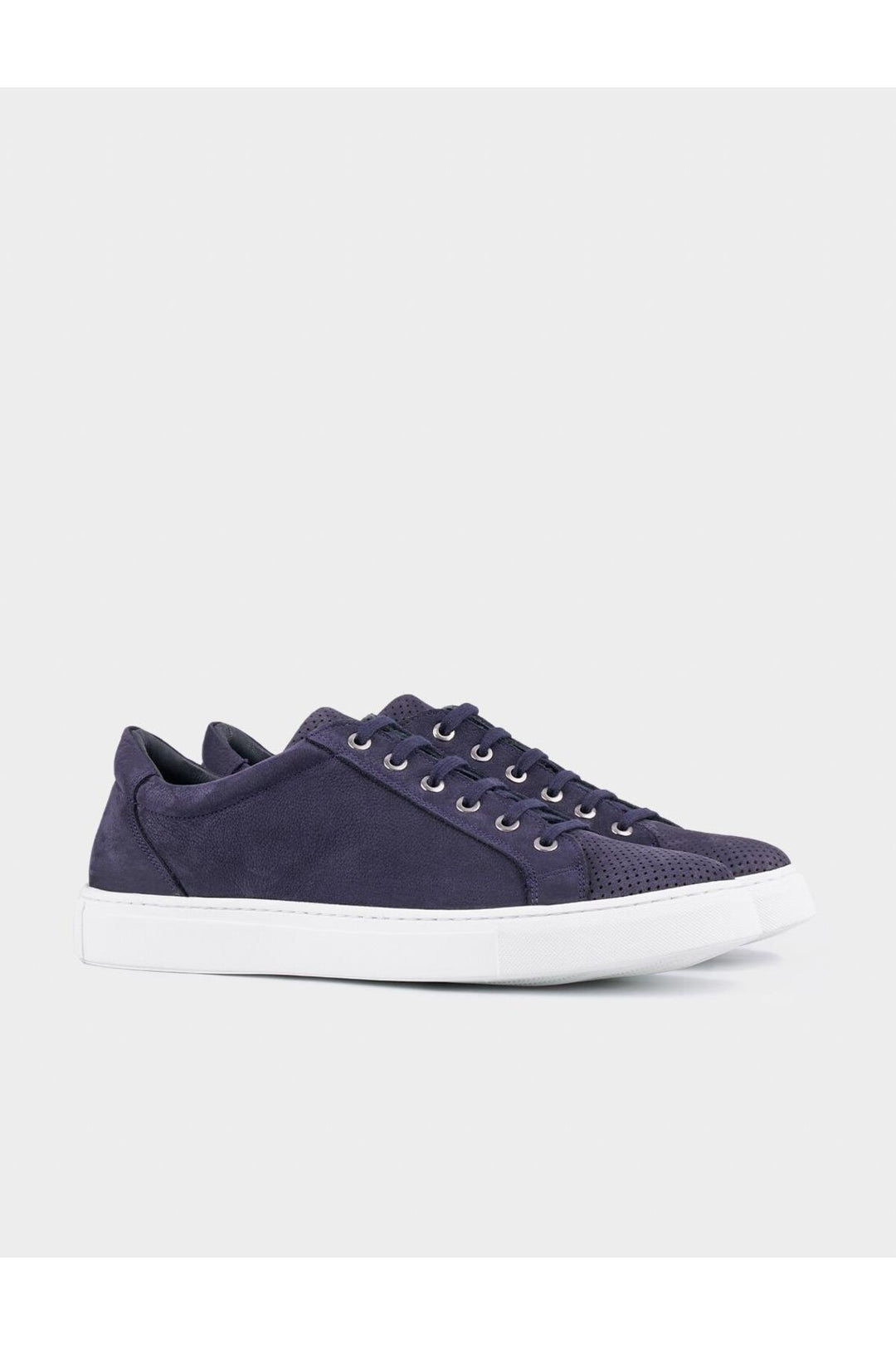 Cabani Shoes Chaussures de sport pour hommes en cuir véritable à lacets bleu marine avec semelle en caoutchouc. - Bleu marine