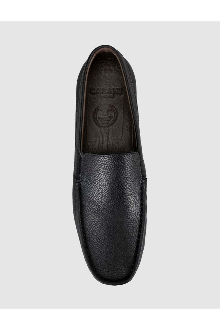 Cabani Shoes Chaussures Loafer pour homme en cuir véritable noir avec détails de couture. - Multicolore