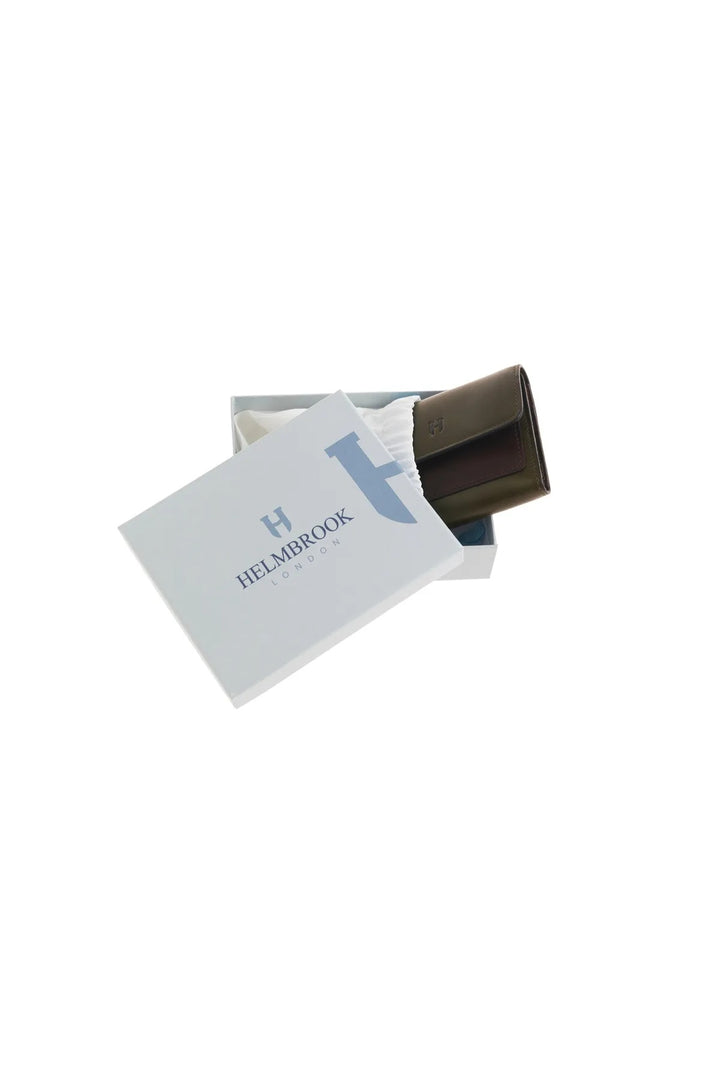 Helmbrook Grande fermeture à glissière de portefeuille en cuir véritable pour femmes avec couvercle protégé par RFID Eleanor Khaki Coffee