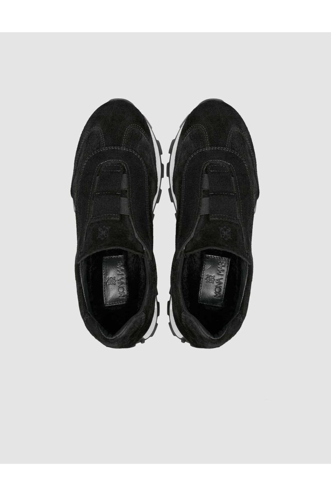 Cabani Shoes Baskets d'hiver pour femmes en cuir suédé véritable, doublées de fourrure noire. - Noir