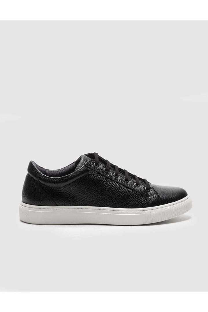 Cabani Shoes Chaussures de sport pour hommes en cuir véritable noires à lacets - Noir