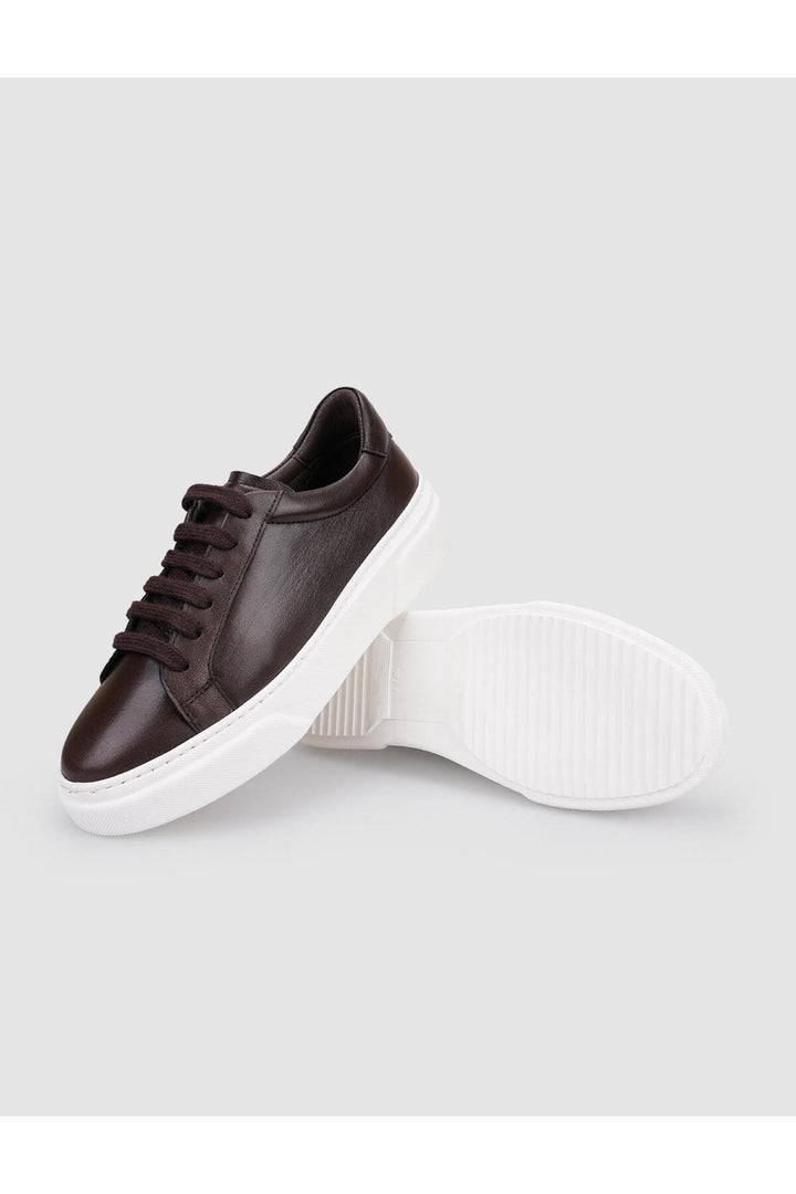 Cabani Shoes Chaussures à lacets pour femmes en cuir véritable marron 100% - Marron