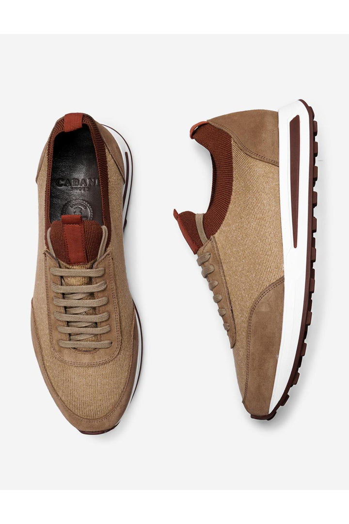 Cabani Shoes Chaussures de sport pour hommes en tricot beige avec lacets - Beige