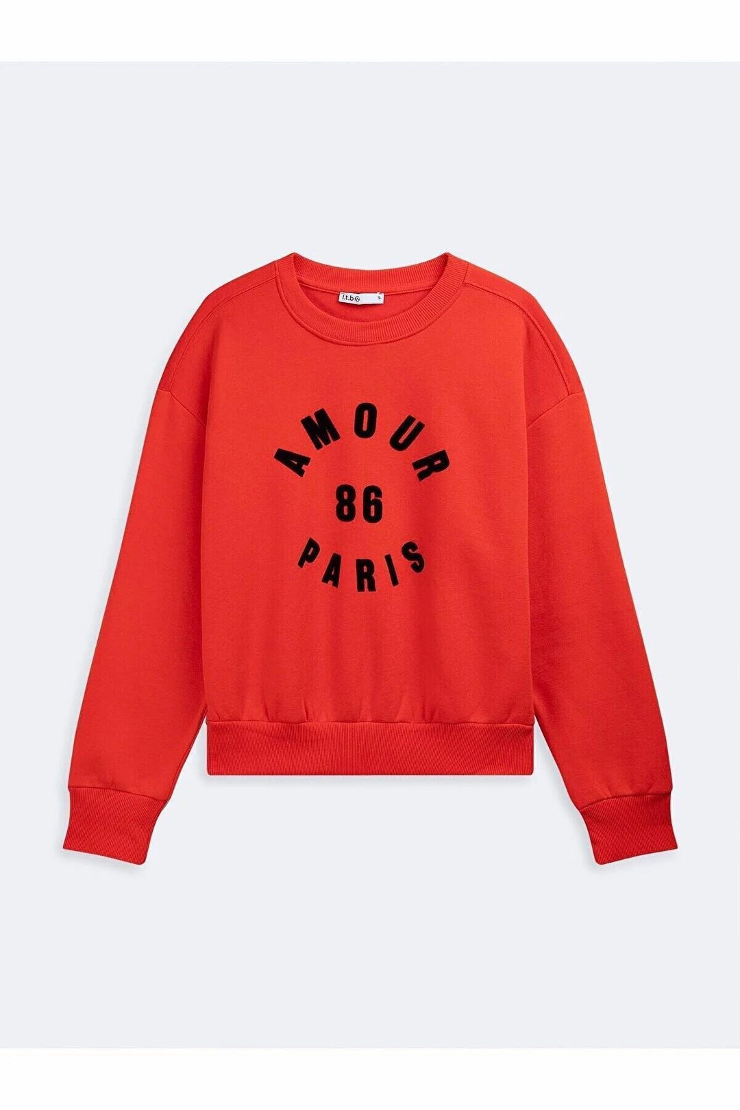 LTB Sweat-shirt rouge imprimé à manches longues et col zéro