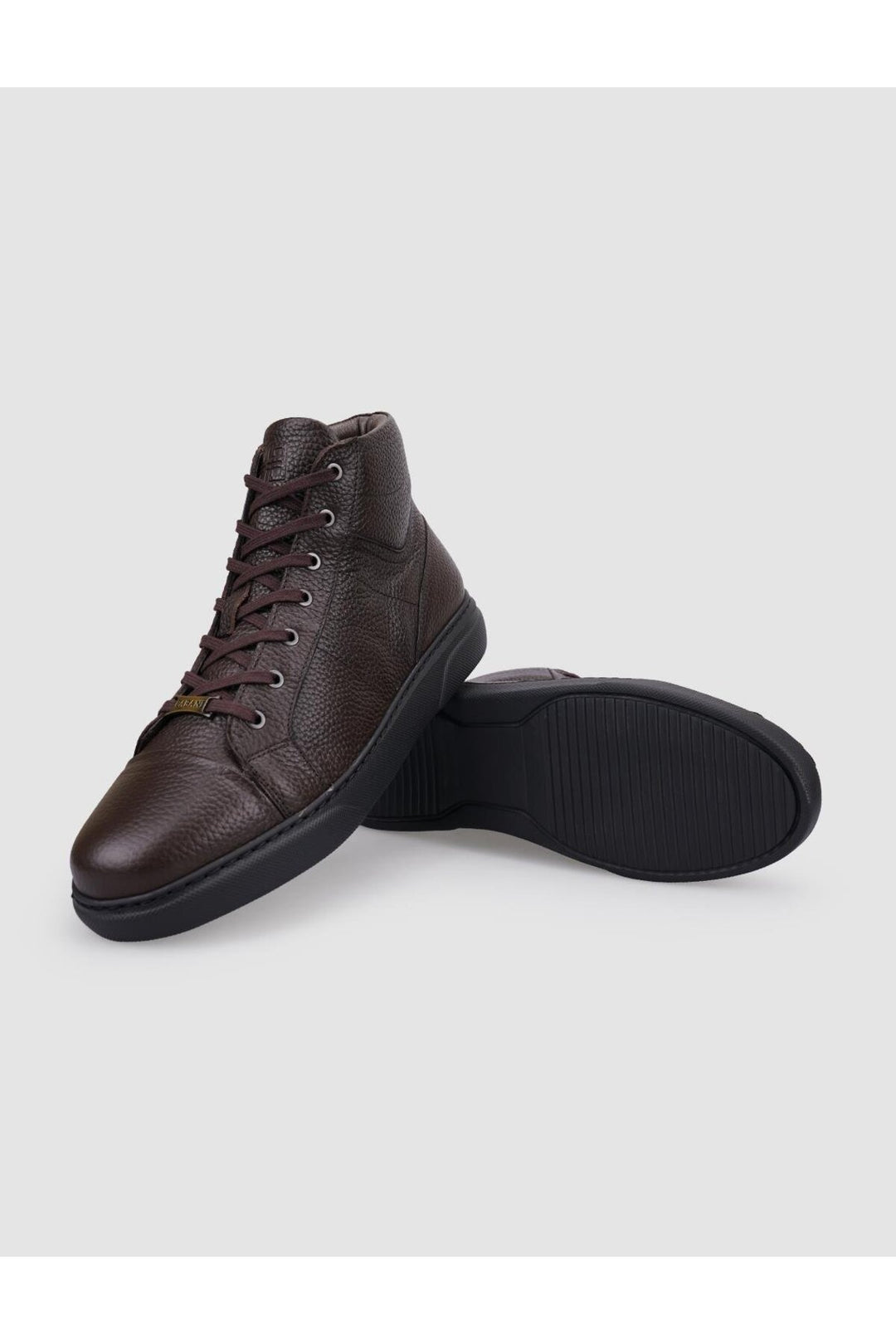 Cabani Shoes Bottines pour hommes en cuir véritable 100% marron avec fourrure, à fermeture éclair et lacets. - Multicolore