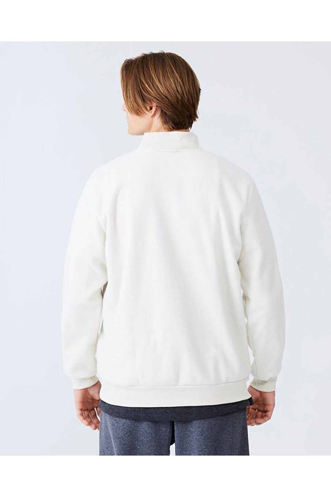 LTB Sweat-shirt crème coupe droite à col droit et fermeture éclair