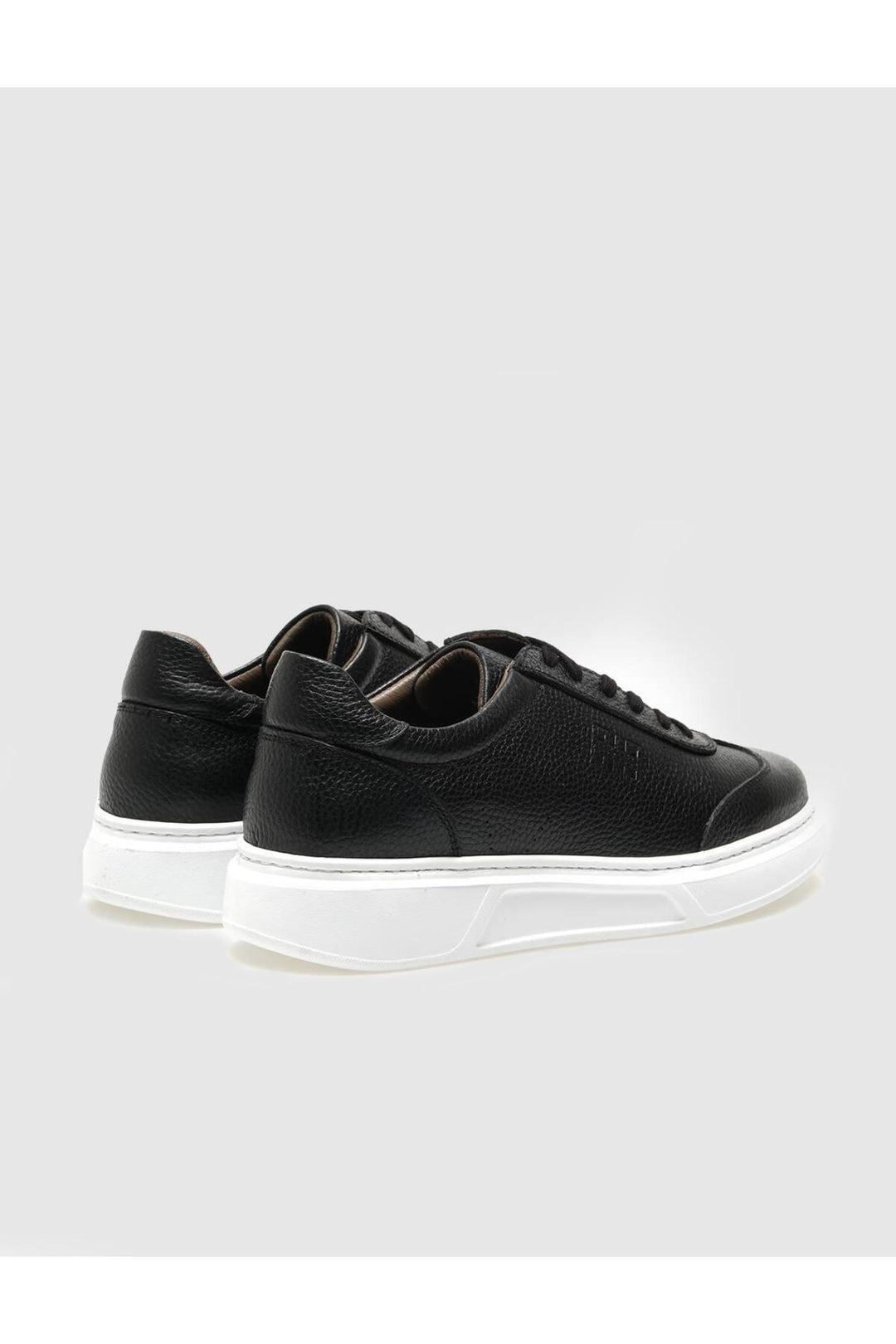 Cabani Shoes Chaussures de sport pour hommes en cuir véritable noires à lacets - Noir