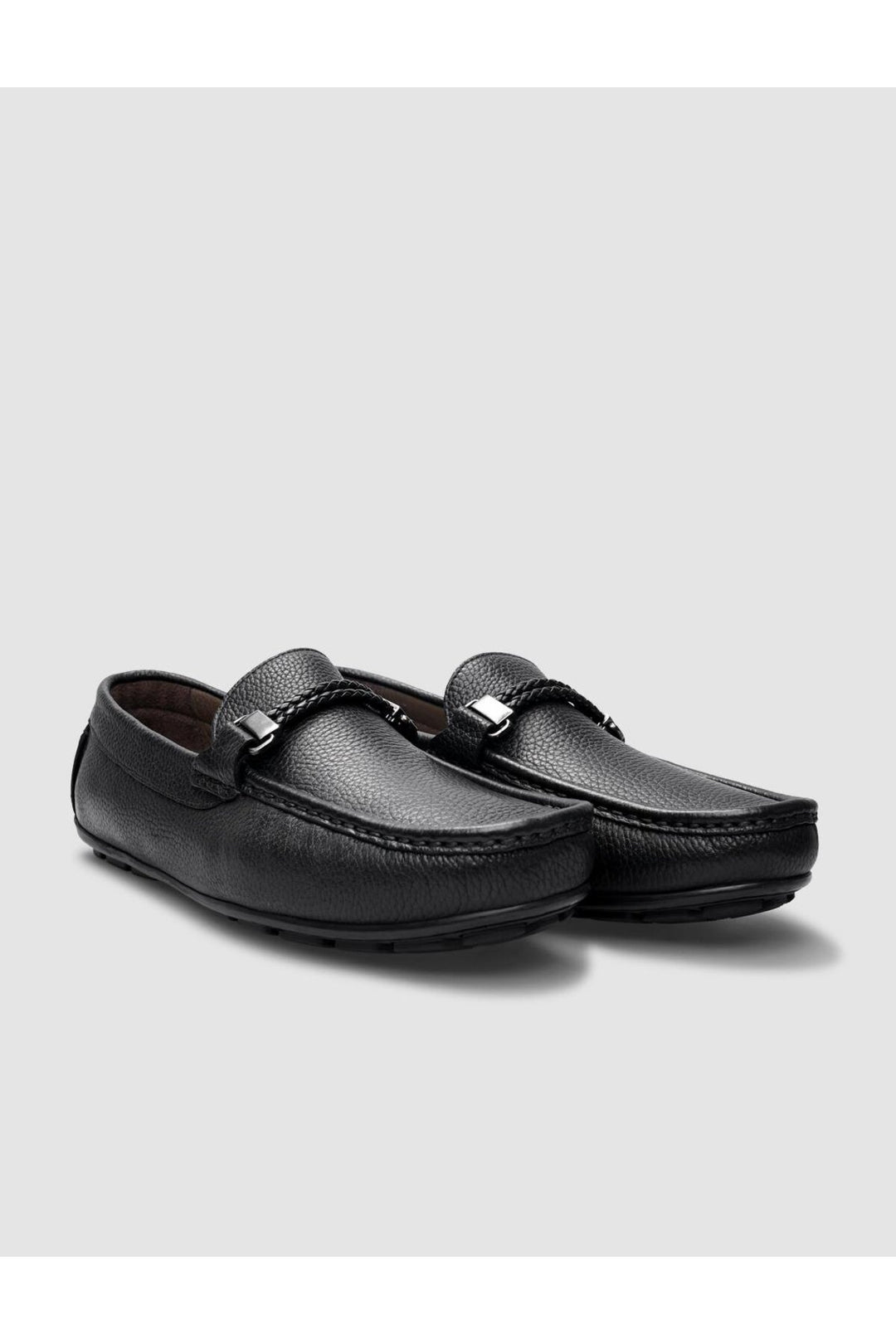 Cabani Shoes Chaussures Loafer pour hommes en cuir véritable noir avec semelle en caoutchouc - Noir