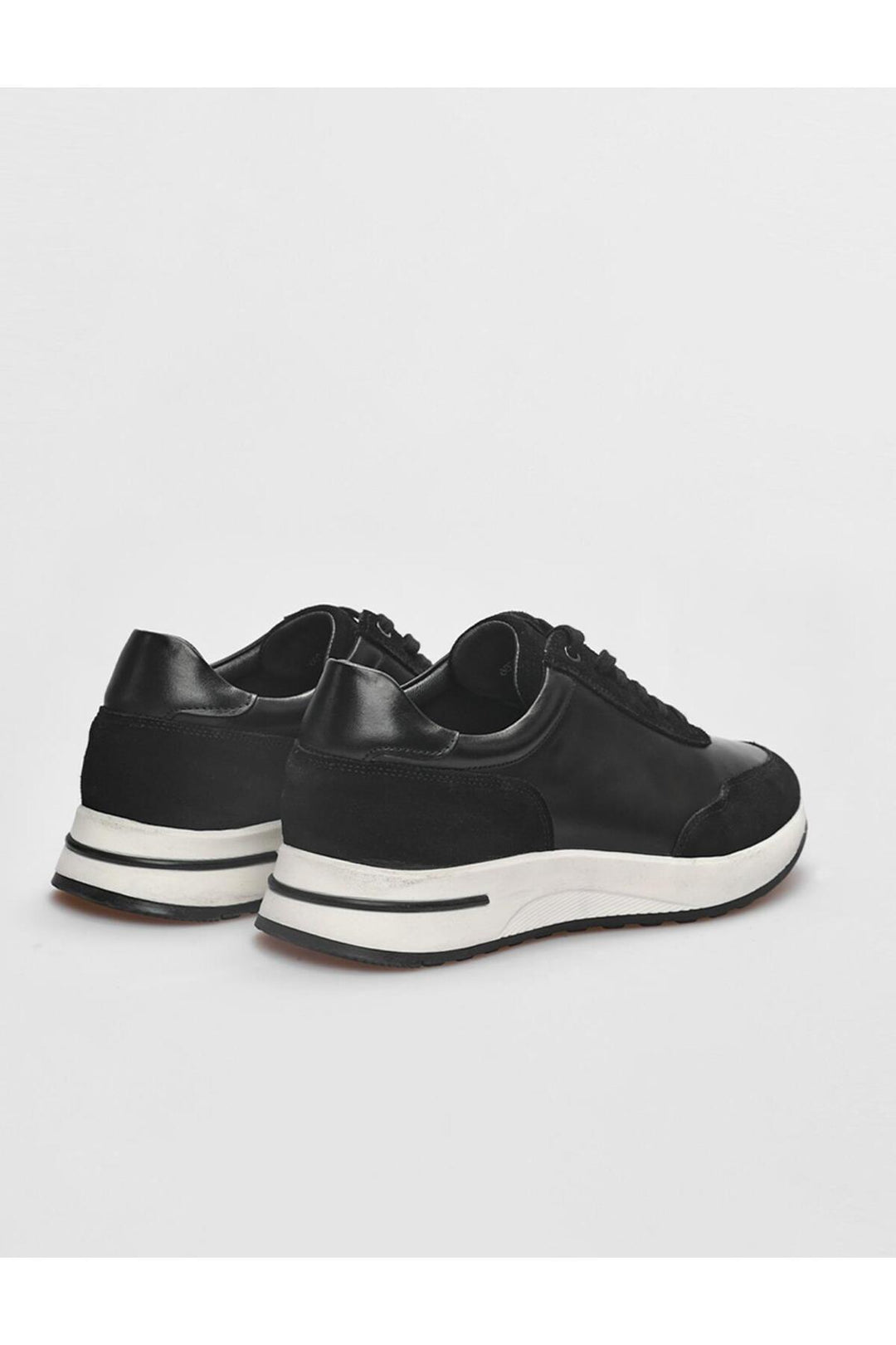 Cabani Shoes Chaussures de sport pour hommes en cuir véritable noires à lacets - Noir