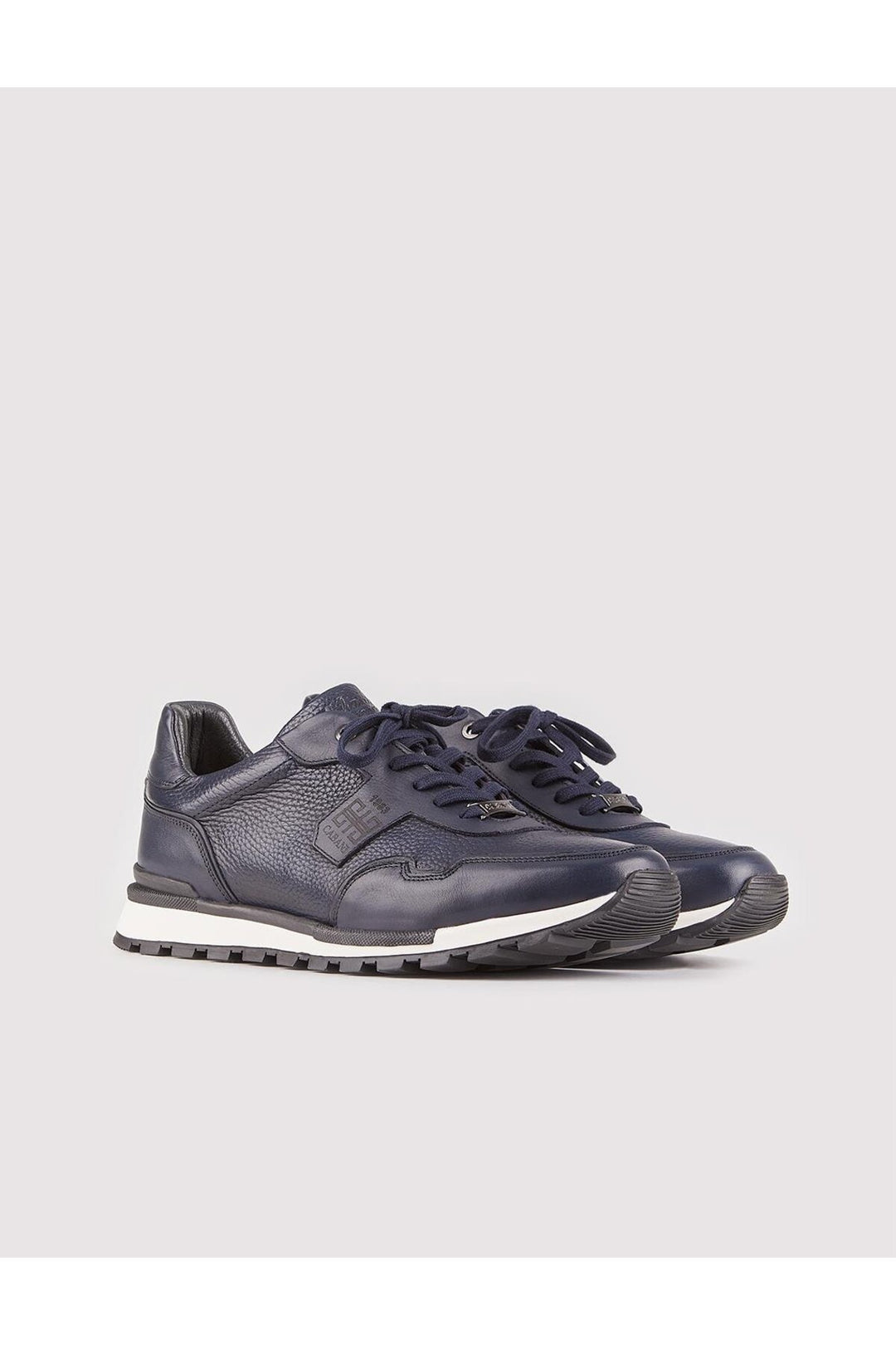 Cabani Shoes Chaussures de sport pour hommes en cuir véritable bleu marine à lacets - Bleu marine