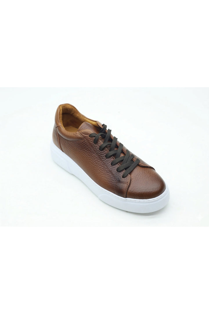 Wavelys AXIS Chaussures de sport décontractées pour hommes en cuir véritable marron à semelle confortable - Marron