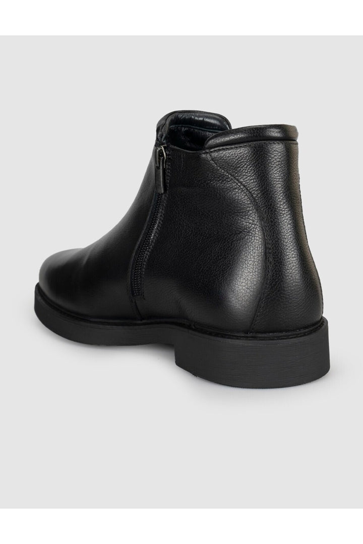 Cabani Shoes Bottines pour hommes en cuir véritable avec fourrure noire et fermeture éclair - Multicolore