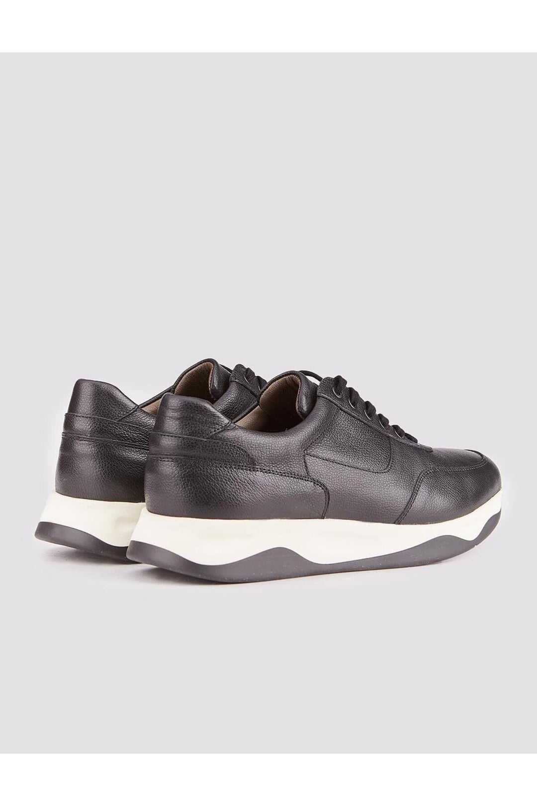 Cabani Shoes Chaussures de sport en cuir véritable pour homme, avec semelle prête, noires, à lacets. - Noir