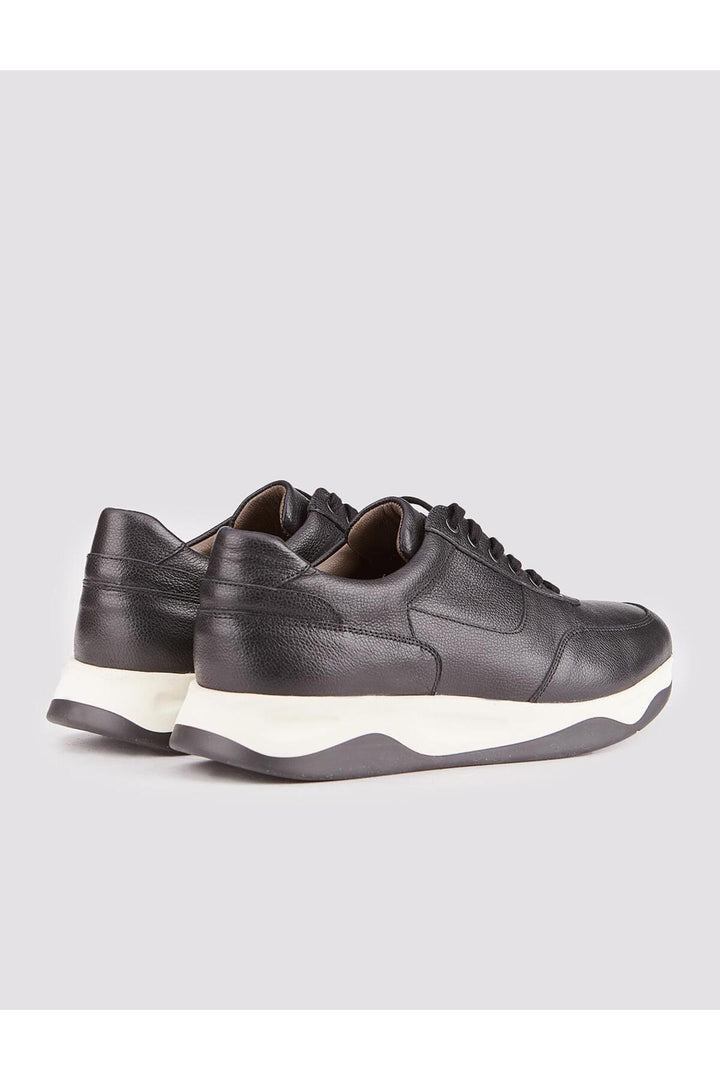 Cabani Shoes Chaussures de sport en cuir véritable pour homme, avec semelle prête, noires, à lacets. - Noir