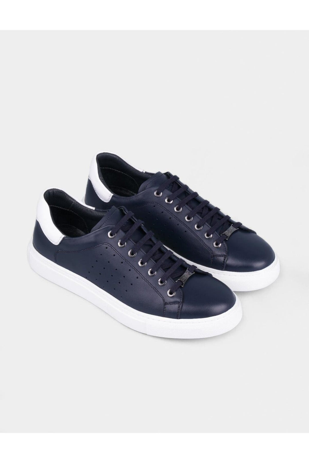 Cabani Shoes Sneaker en Cuir Véritable Bleu marine à Lacets pour Homme - Bleu marine