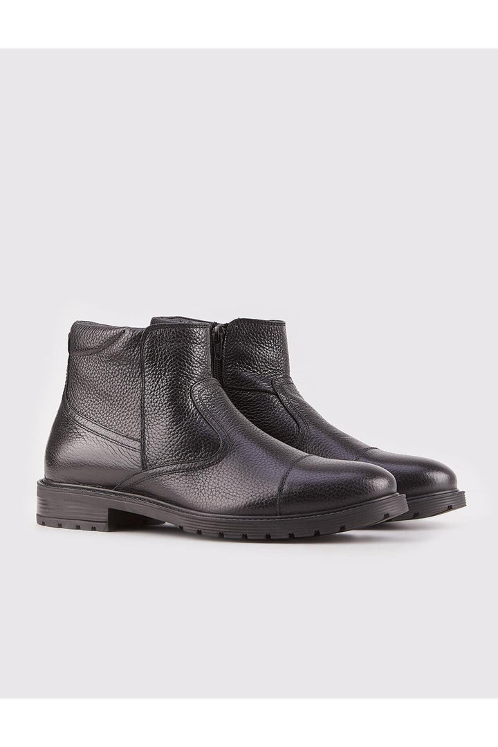 Cabani Shoes Bottines quotidiennes pour hommes en cuir véritable noir avec fermeture éclair - Multicolore
