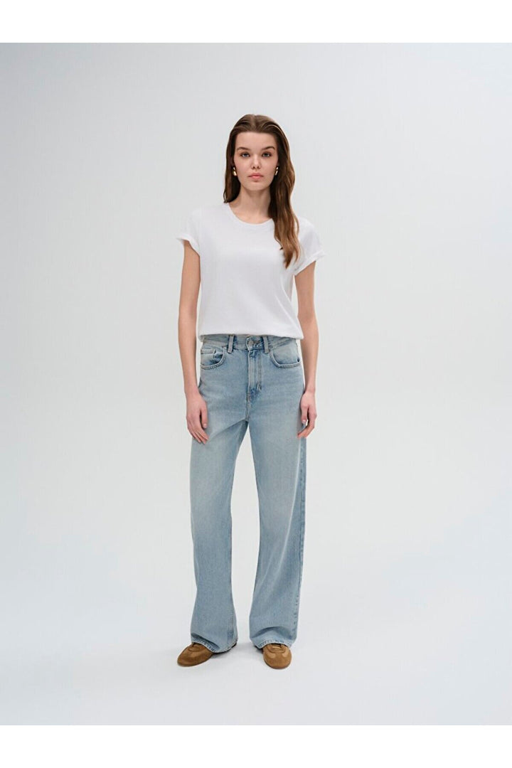 LTB Vıonne H Pantalon large taille haute - Clair Bleu_55733