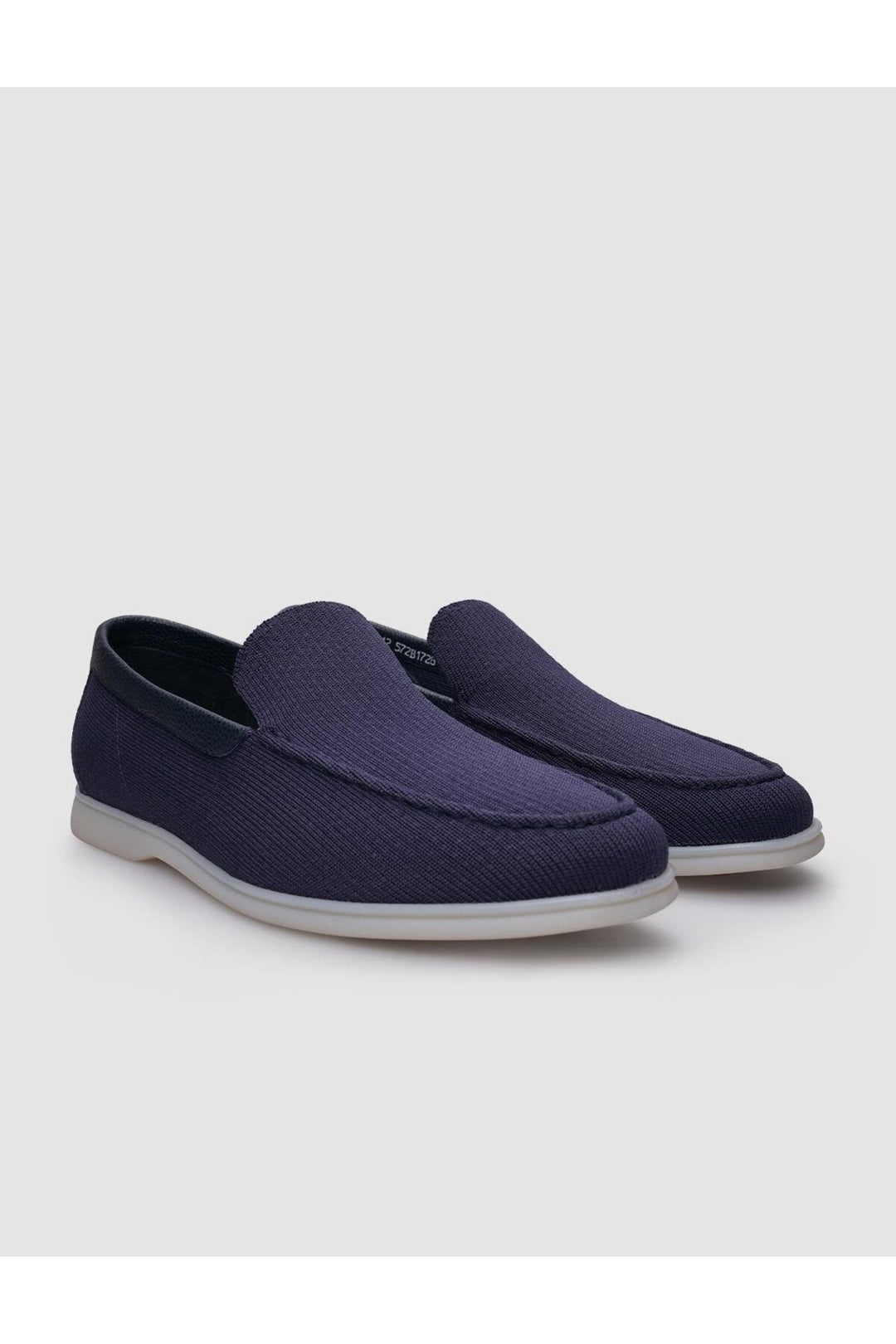 Cabani Shoes Tricot Bleu marine Homme Mocassins en Cuir Véritable avec Détails - Bleu marine