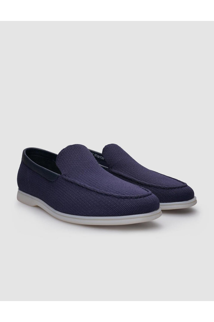 Cabani Shoes Tricot Bleu marine Homme Mocassins en Cuir Véritable avec Détails - Bleu marine