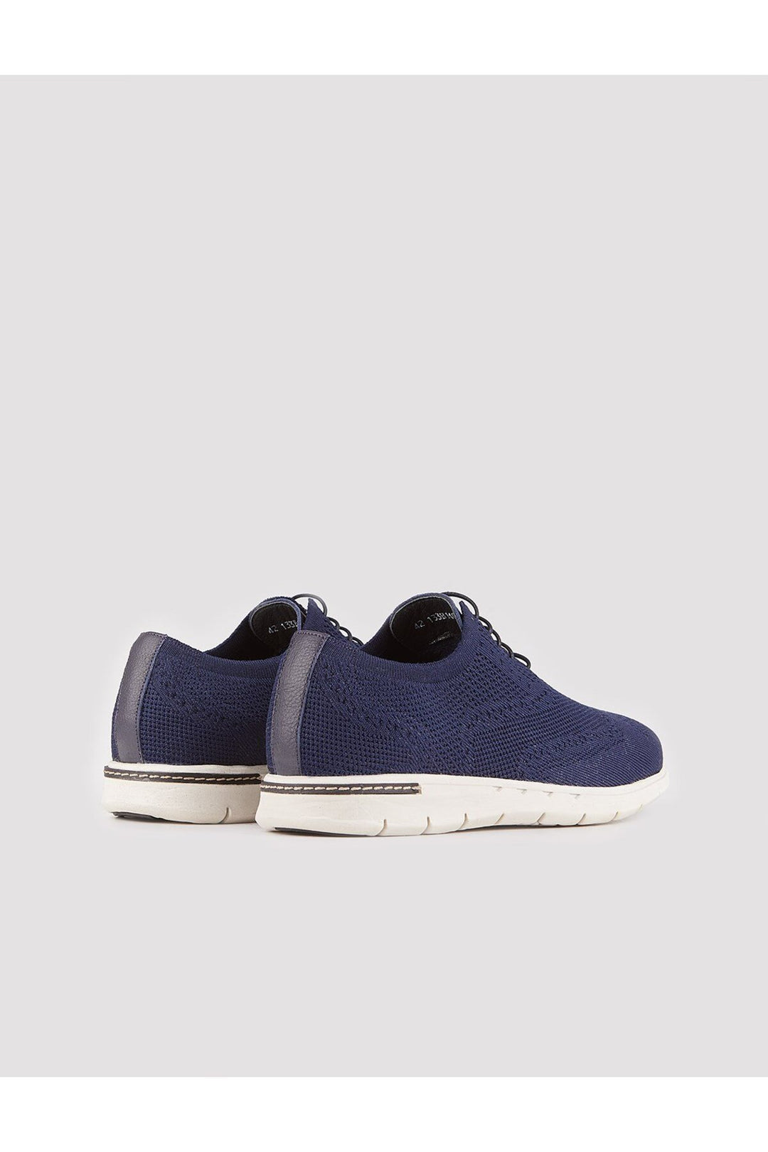 Cabani Shoes Chaussures de ville pour hommes en tricot et cuir bleu marine à lacets. - Bleu marine
