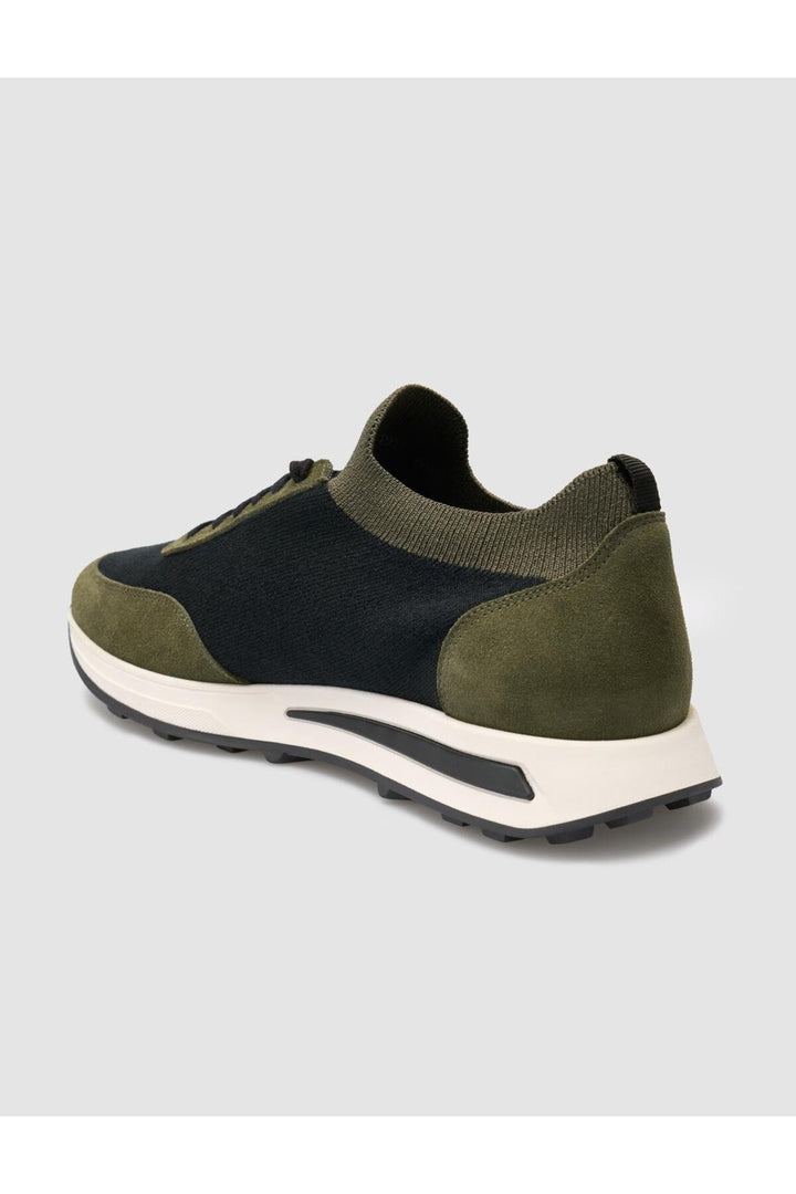 Cabani Shoes Chaussures de sport pour hommes en tricot vert avec lacets. - Vert