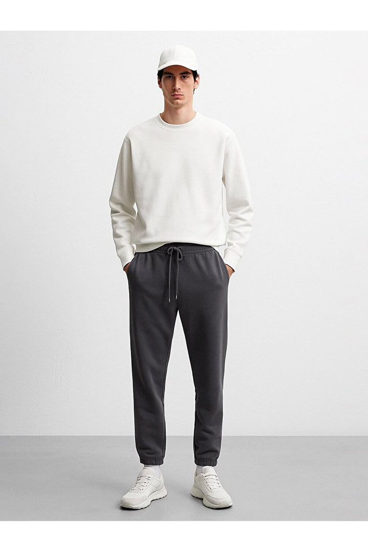 LTB Pantalon de survêtement gris basique à taille élastique et coupe slim - Gris