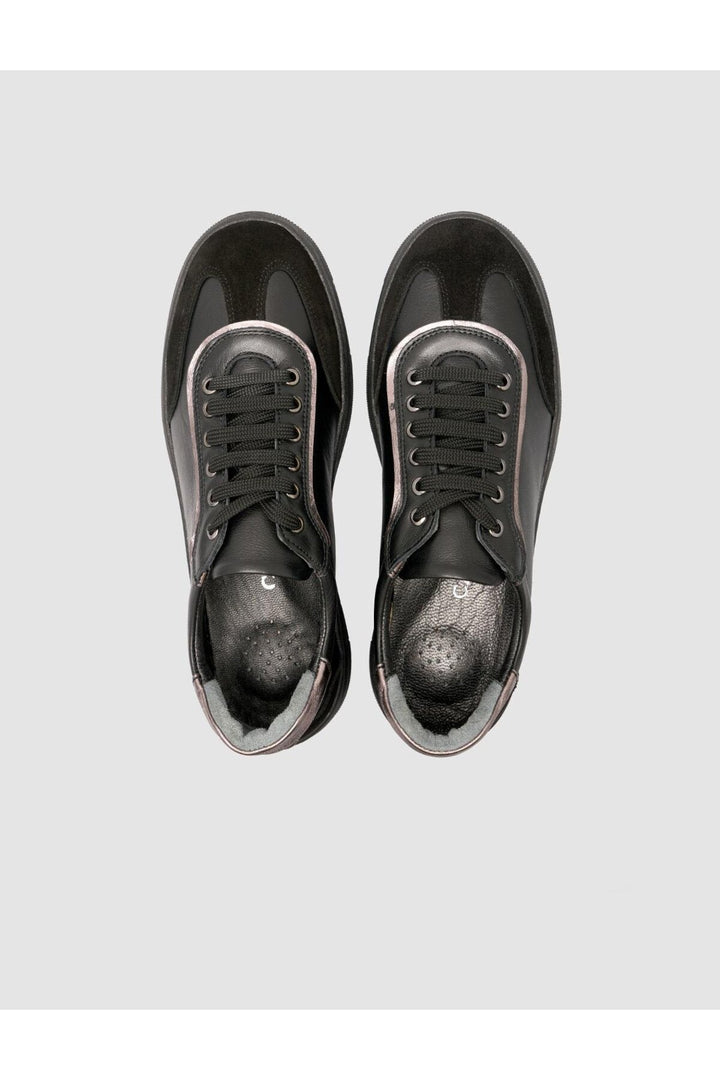 Cabani Shoes Chaussures pour femmes en cuir véritable mélangé en daim noir à 100% - Noir
