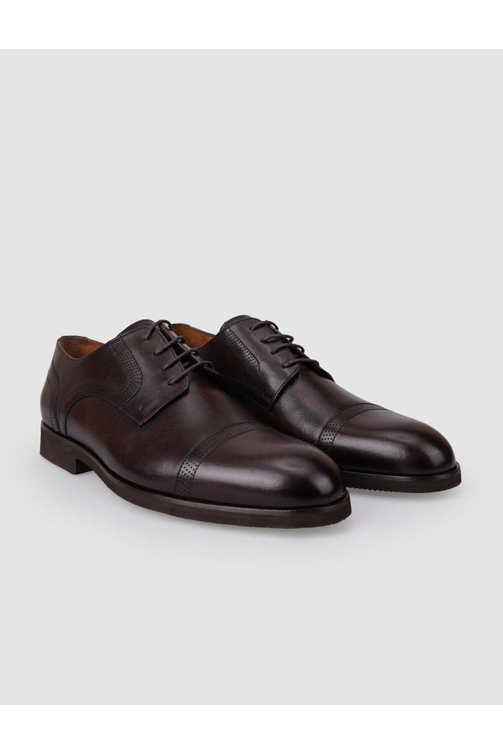 Cabani Shoes Chaussures classiques pour hommes en cuir véritable marron à lacets 100% - Marron
