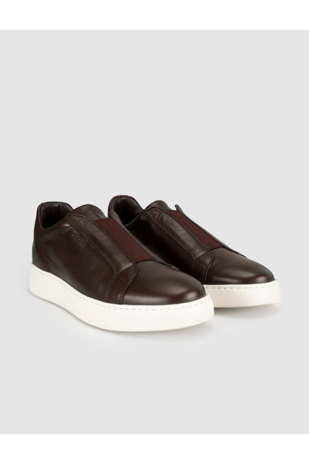 Cabani Shoes Baskets décontractées pour hommes en cuir véritable marron - Marron