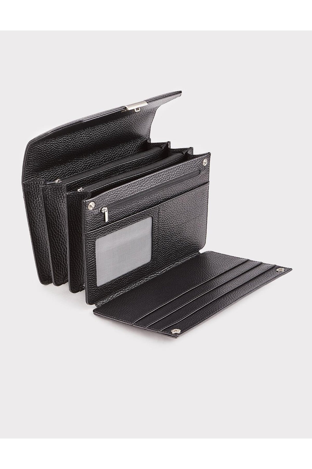 Cabani Shoes Sac en cuir véritable noir pour homme avec fermeture à pression. - Noir