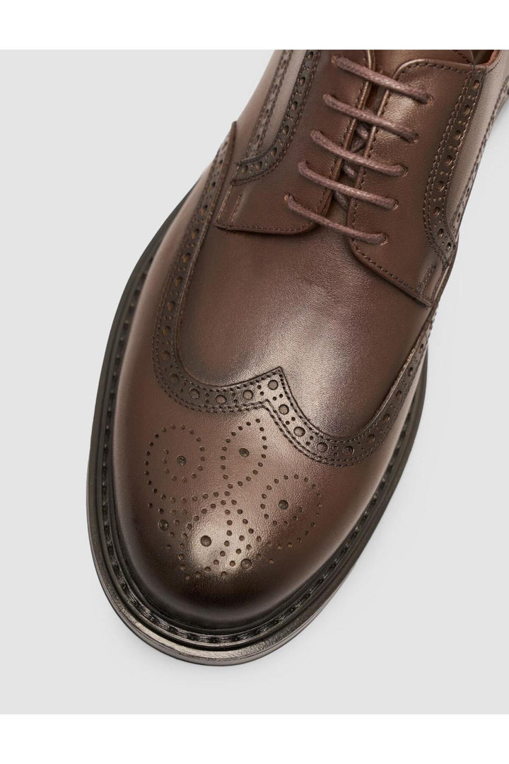 Cabani Shoes Chaussures classiques pour hommes en cuir véritable noir à lacets 100% - Marron