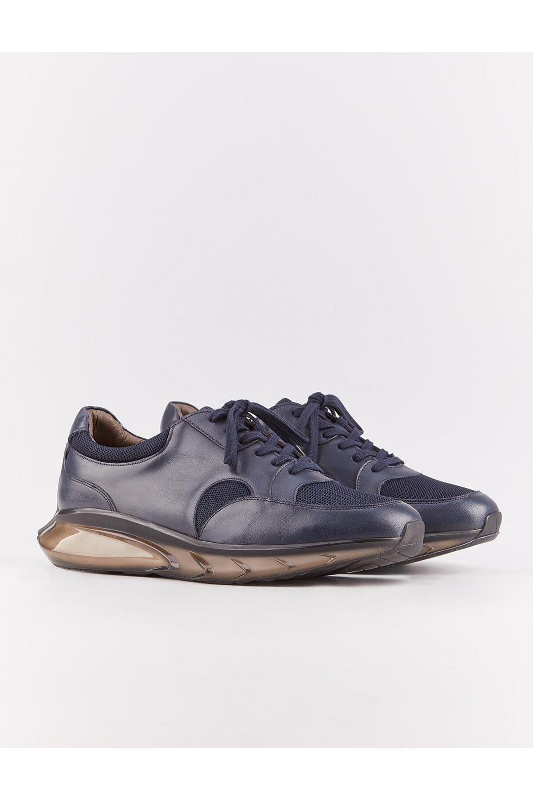 Cabani Shoes Chaussures de sport pour hommes en cuir véritable avec semelle en TPU légère, bleu marine, à lacets. - Bleu marine