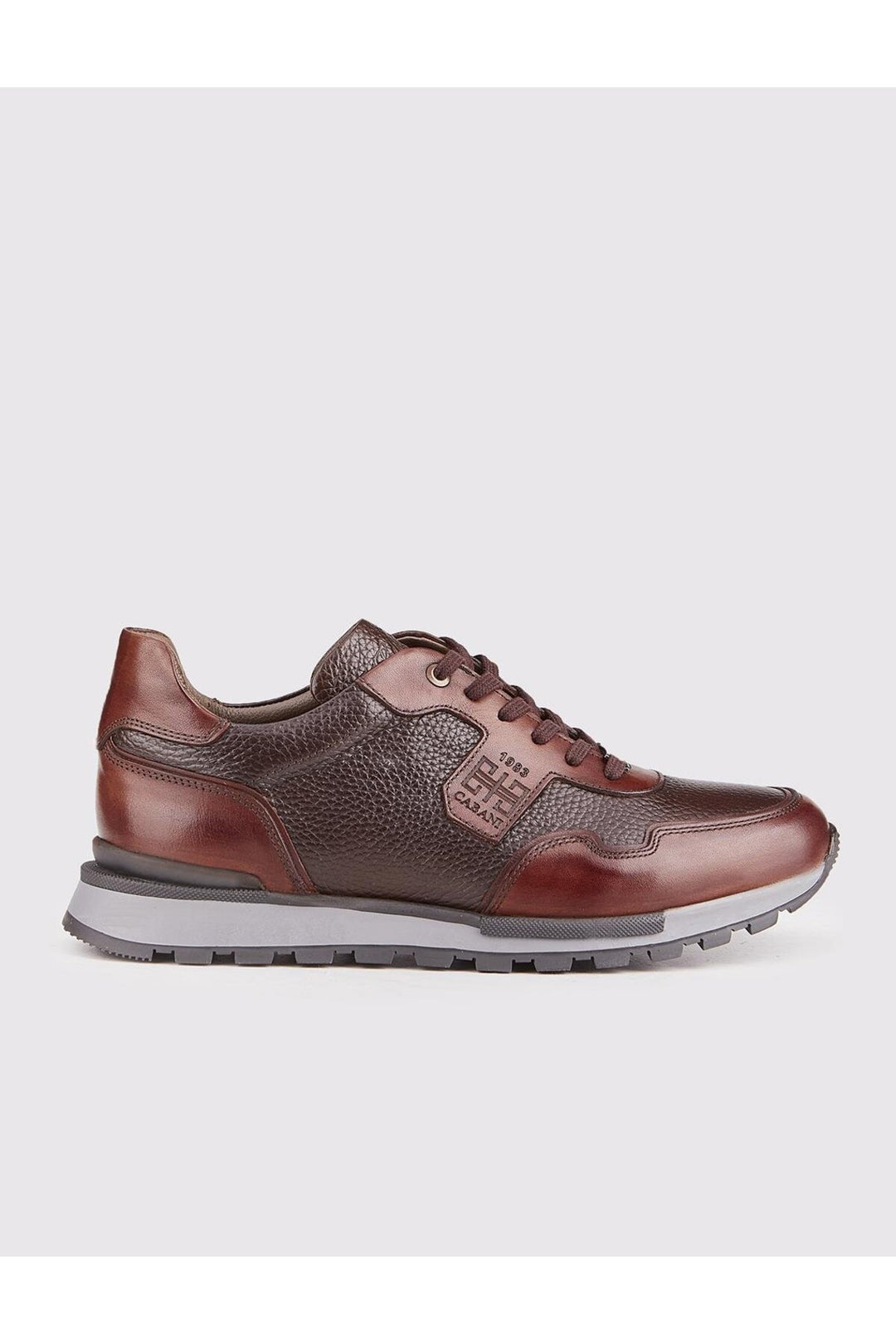 Cabani Shoes Chaussures de sport pour hommes en cuir véritable marron à lacets - Marron