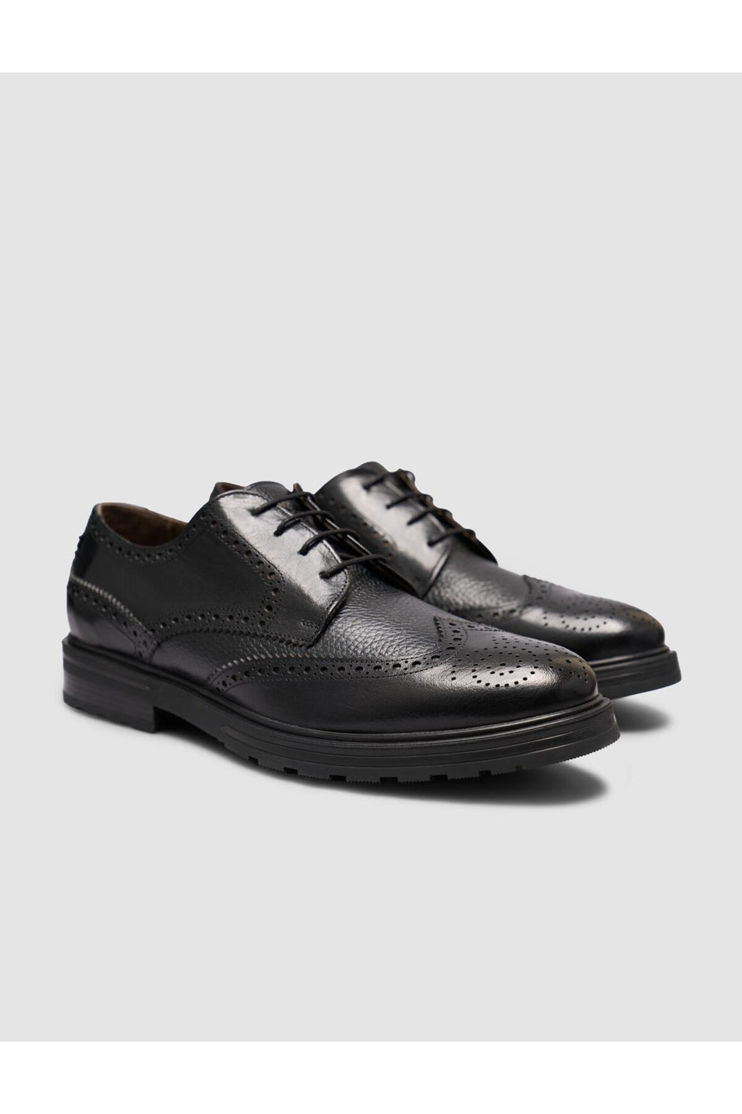 Cabani Shoes Chaussures de ville noires à lacets en cuir véritable texturé avec semelle en caoutchouc léger. - Multicolore