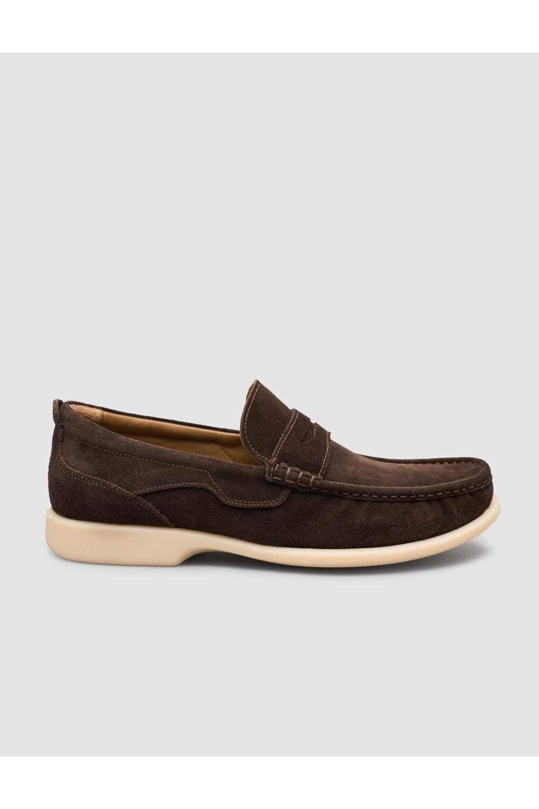 Cabani Shoes Chaussures Loafer pour hommes en cuir suédé véritable sans lacets, marron. - Marron