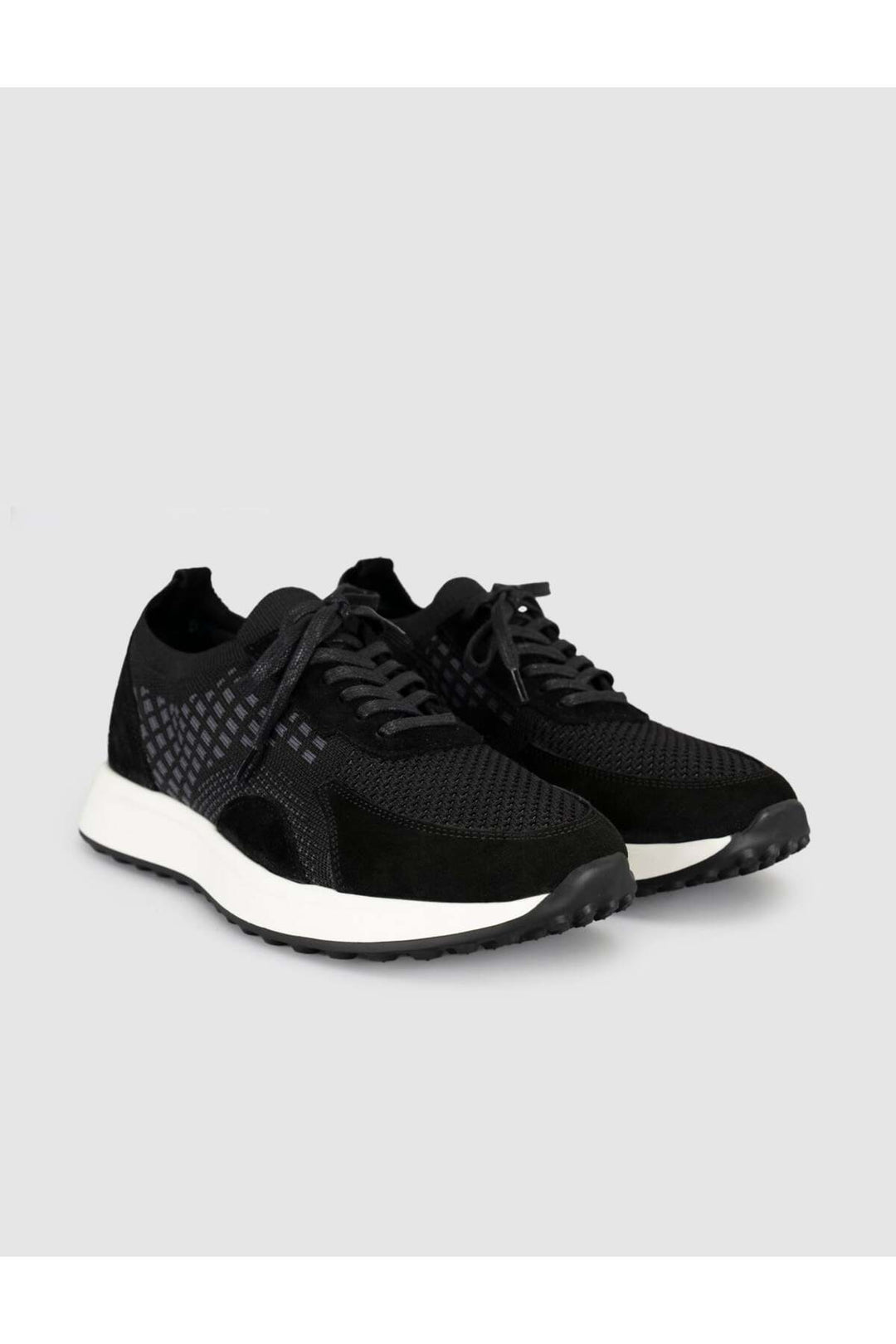 Cabani Shoes Sneakers pour hommes en cuir véritable tricot noir - Multicolore