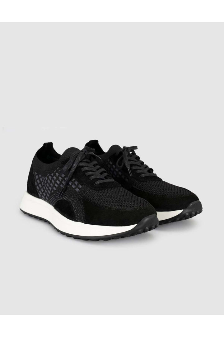 Cabani Shoes Sneakers pour hommes en cuir véritable tricot noir - Multicolore
