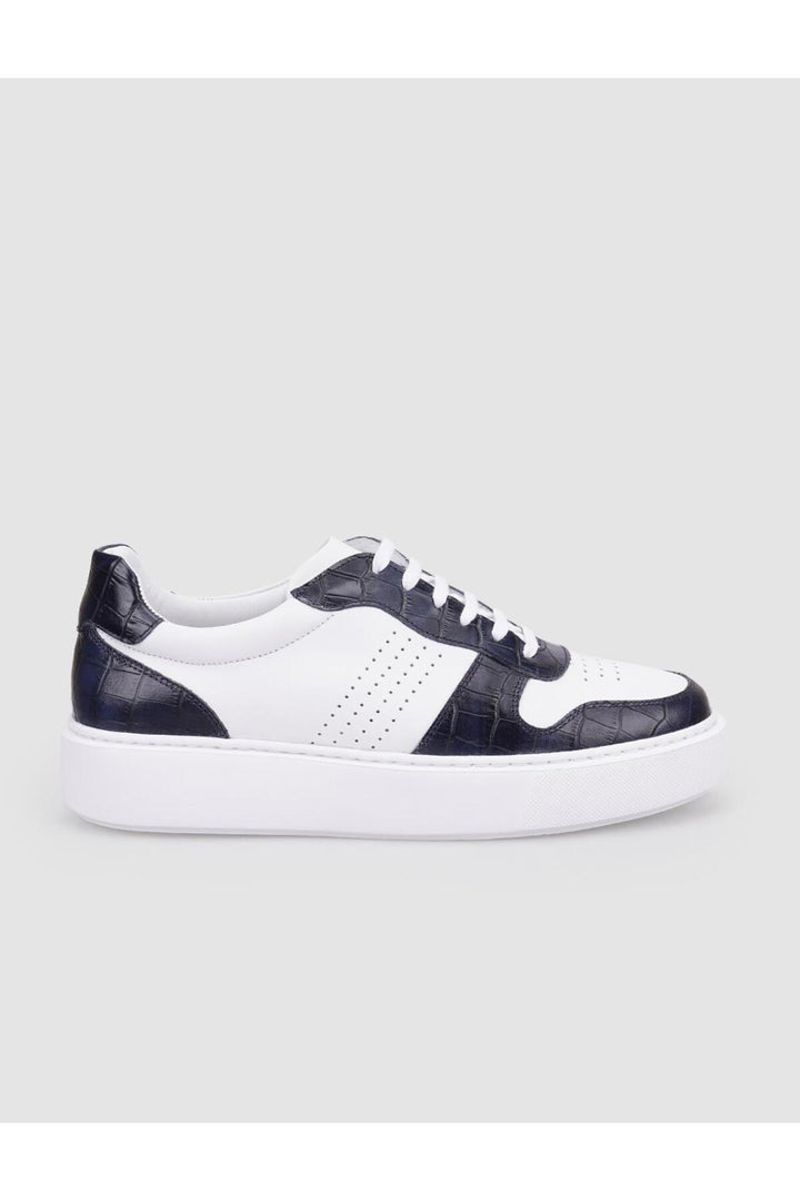 Cabani Shoes Baskets pour hommes en cuir véritable 100 % blanc - Blanc