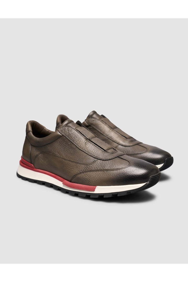 Cabani Shoes Chaussures de sport pour hommes en cuir véritable à semelle rouge. - Marron