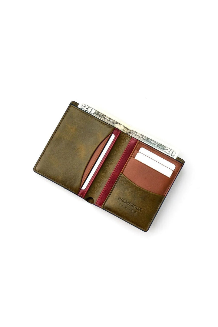 Helmbrook Portefeuille en cuir véritable pour homme Slim Design Multi-Bay Protégé par RFID Dayton Khaki Plus