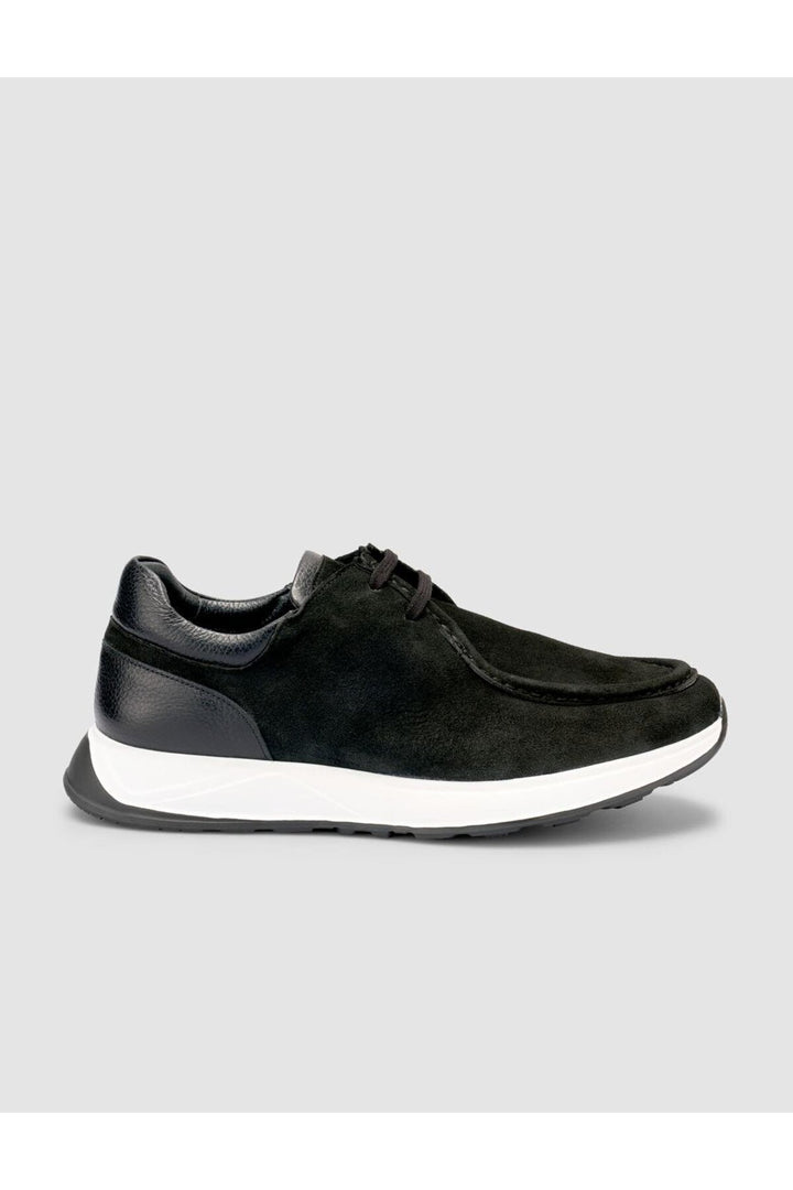 Cabani Shoes Chaussures décontractées pour hommes en cuir suédé noir 100% véritable - Noir