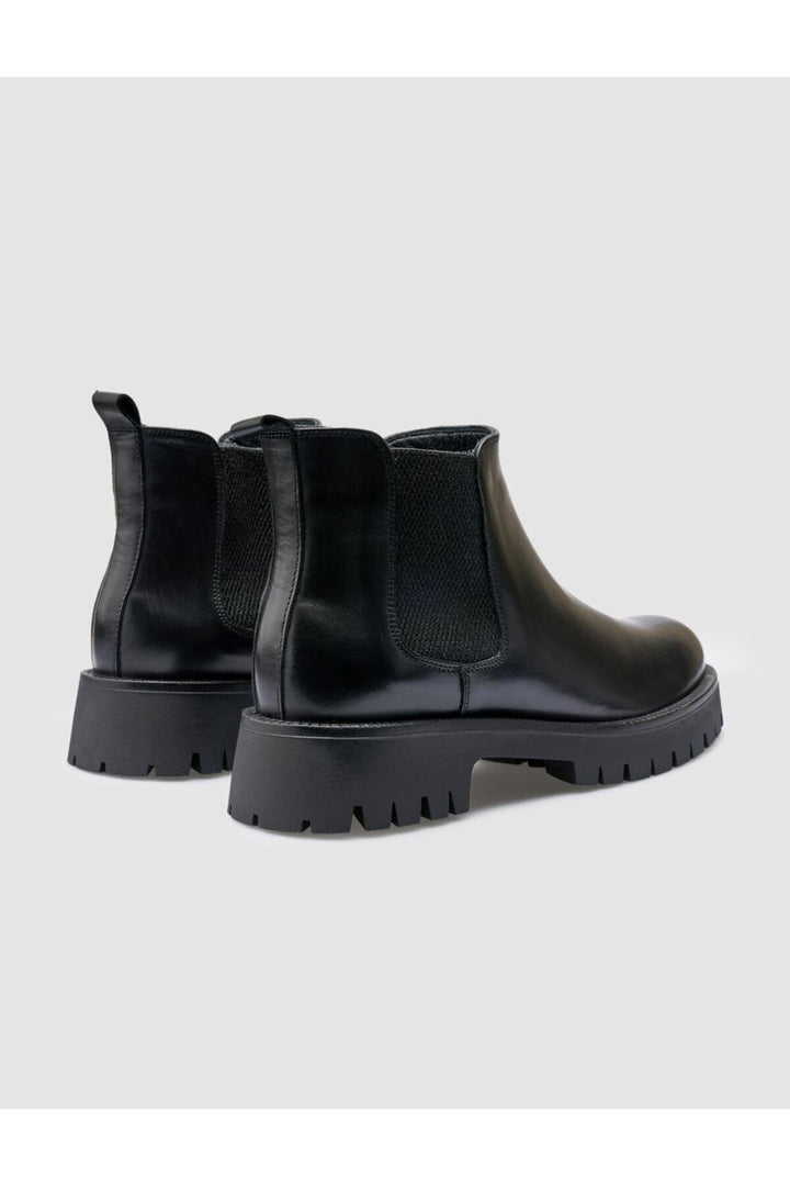 Cabani Shoes Bottines quotidiennes pour femmes en cuir véritable noir à 100% - Noir