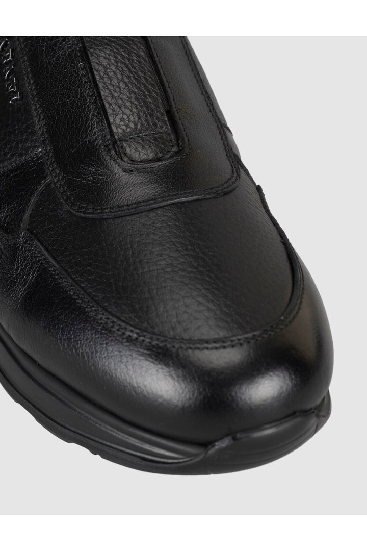Cabani Shoes Bottines décontractées pour hommes en cuir véritable noir avec fourrure, sans lacets. - Multicolore