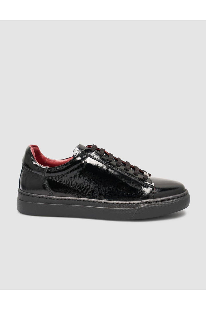 Cabani Shoes %100 Cuir verni souple noir à lacets pour homme chaussures de sport - Noir