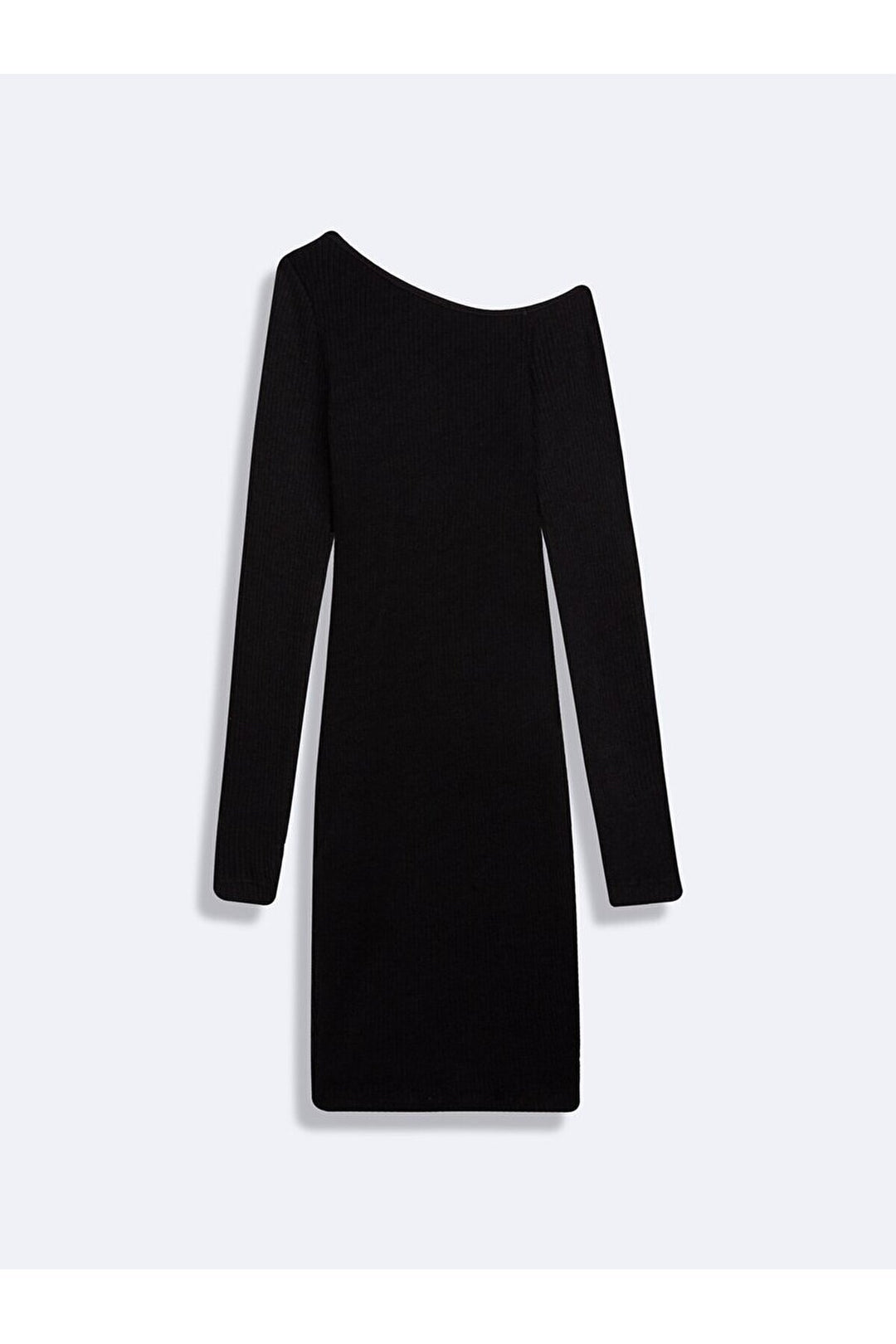 LTB Robe noire à col asymétrique et manches longues - Noir_200