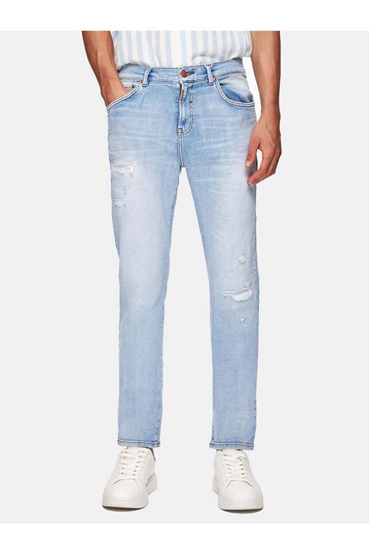 LTB Pantalon en Jean Taille Moyenne Étroite New Sawyer Y - orta Bleu_55634