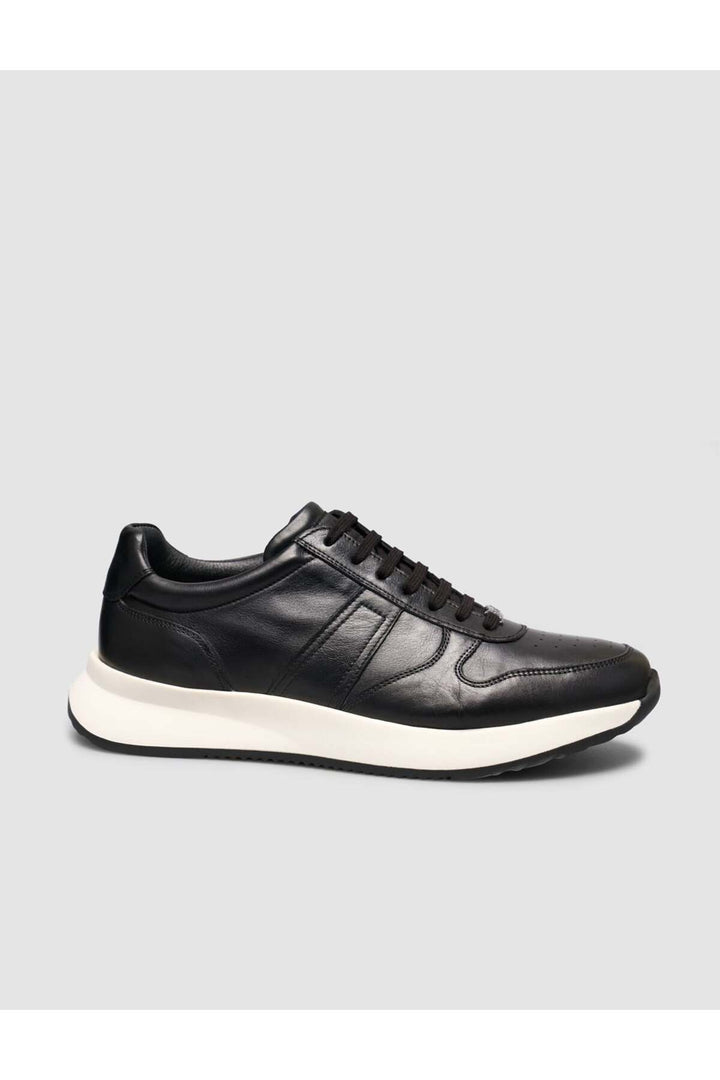 Cabani Shoes %100 Cuir véritable texturé Noir Napa Baskets à lacets pour homme - Multicolore