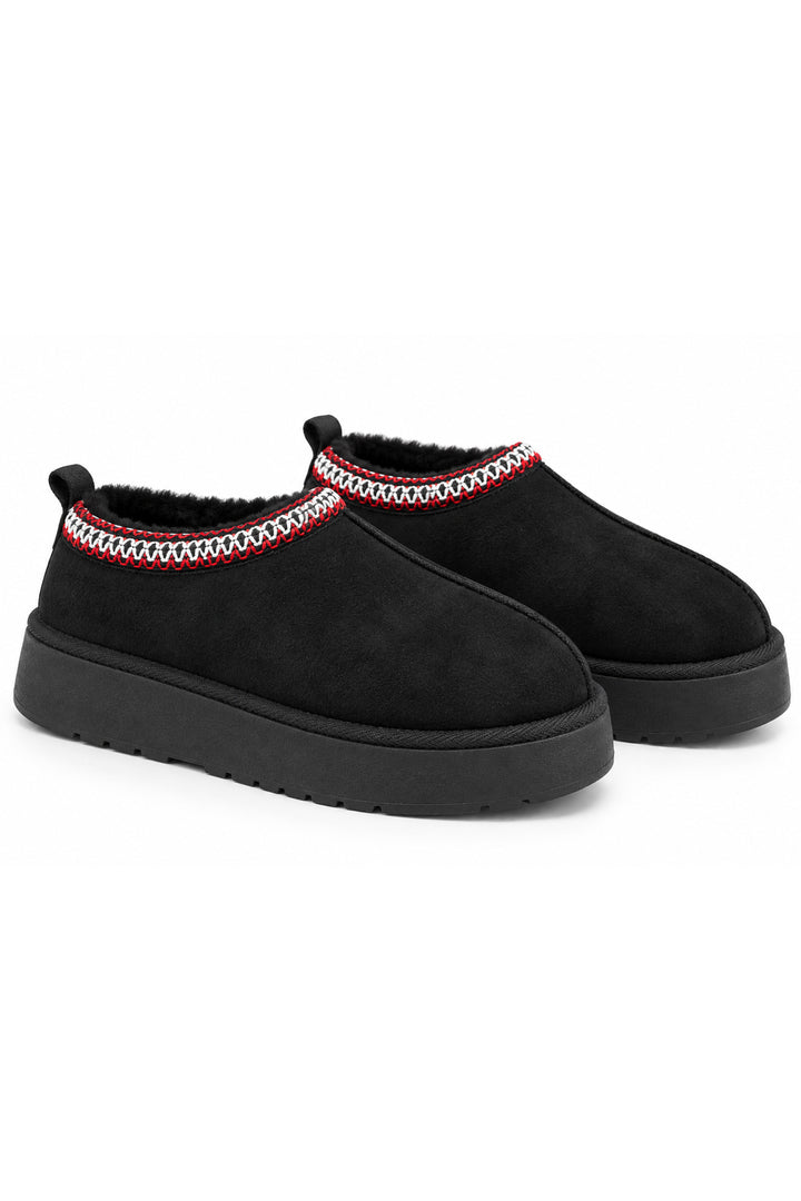 Wavelys Bottines pour femmes noires avec intérieur en fourrure, adaptées à un usage quotidien. - Noir