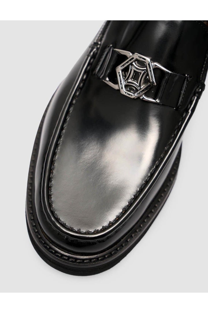 Cabani Shoes Loafer en cuir véritable noir pour homme avec boucle en métal - Noir
